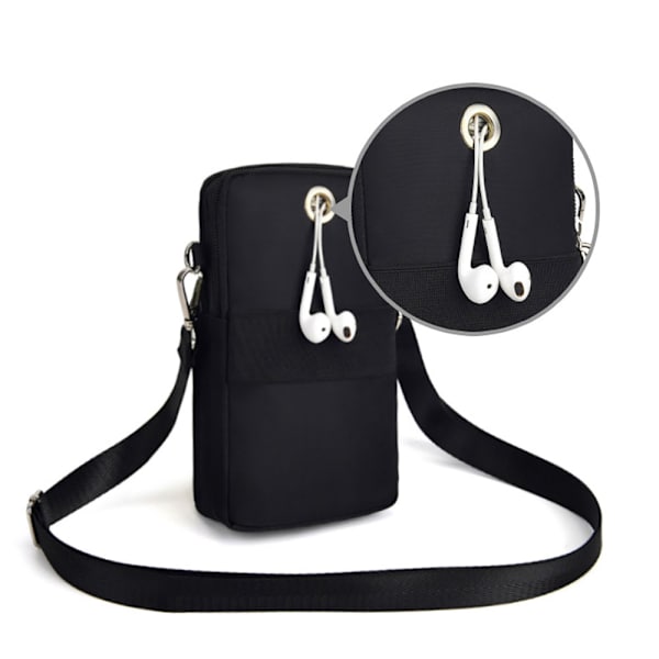 [RM]Mobile bag with shoulder strap in durable nylon and polyester - Black