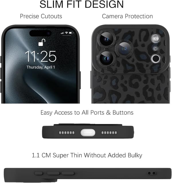 [RM] Compatible with iPhone 17 Pro Max Case 2025 Cute Pattern Leopard Print Cheetah Camera Protection, Cheetah Pattern Shockproof Silicone for Girls