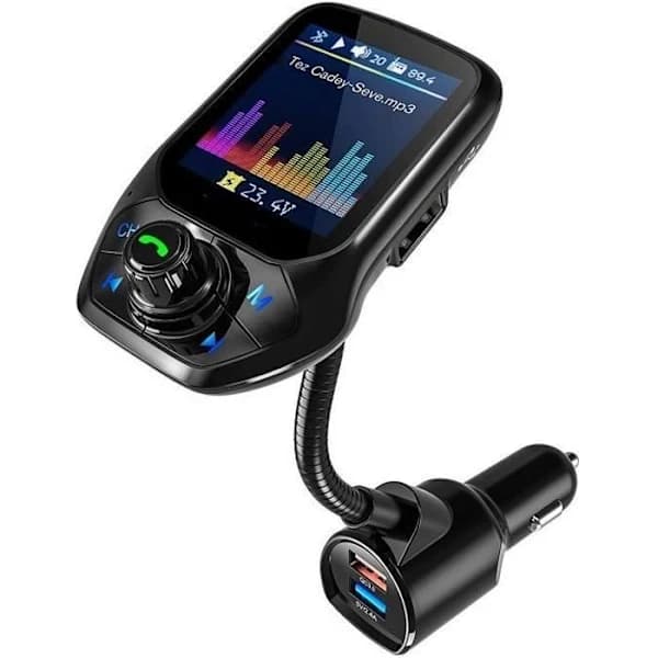 [RM] Bluetooth FM Transmitter, Car Adapter with QC3.0 Quick Charge, 1.8-inch Color LCD Screen & Automatic FM Tuning