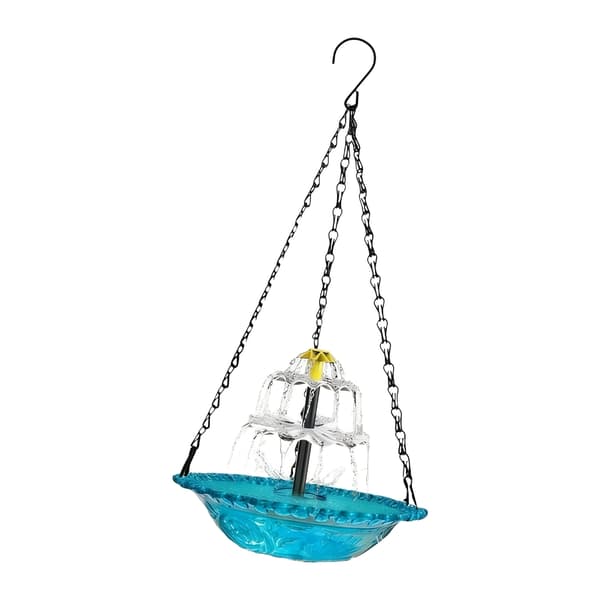 [RM]Solar Powered Bird Bath Fountain with Cascade Waterfall Effect for Garden Decoration Blue 0.66