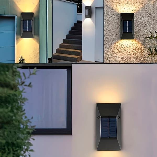 [RM]LED-solcellevæglampe (op-ned-lys), 2 stk. sort 185