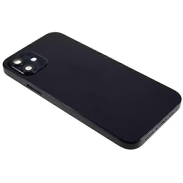 Kompatibel for iPhone 12 6.1 tommer Bak Batteri Hus Deksel+Midtre Plate Ramme+Sideknapper Erstatning, EU Versjon (med CE Logo Black