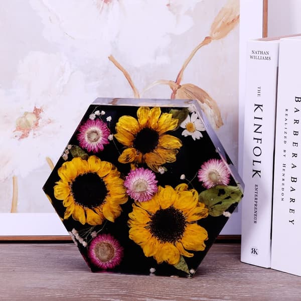 [RM]Hjerteforme, Hjerteforme Silikone Stor (20x23x5cm), Harpiks Hexagonforme til Blomsterbevaring, Dybe Forme til Harpiksstøbning