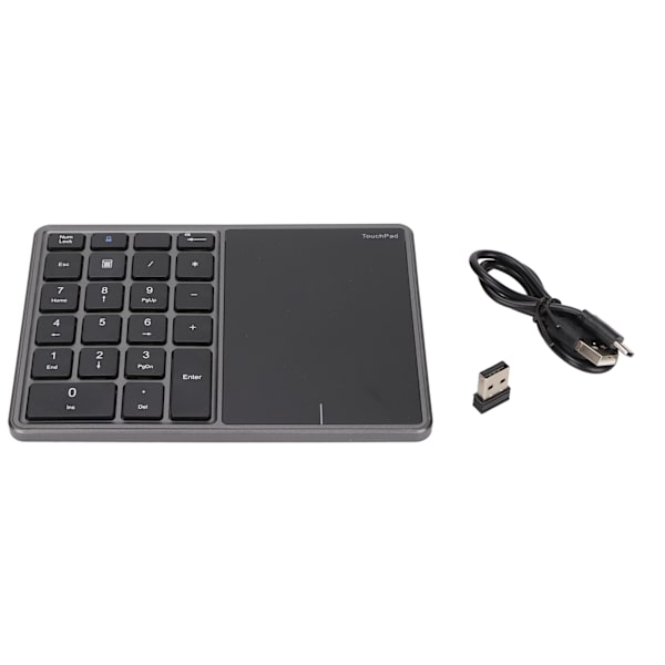 [RM]Wireless Numeric Keypad Touchpad Design 22 Keys 2.4G Dual Mode Connectivity Type C Interface Laptop Keyboard Gray 0.1