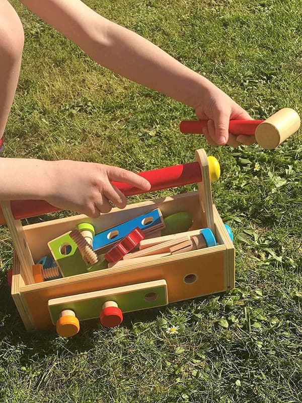 [RM]34 osaa Työkalulaatikko Puulelu. Alkaen 3v+ multifärg multicolor