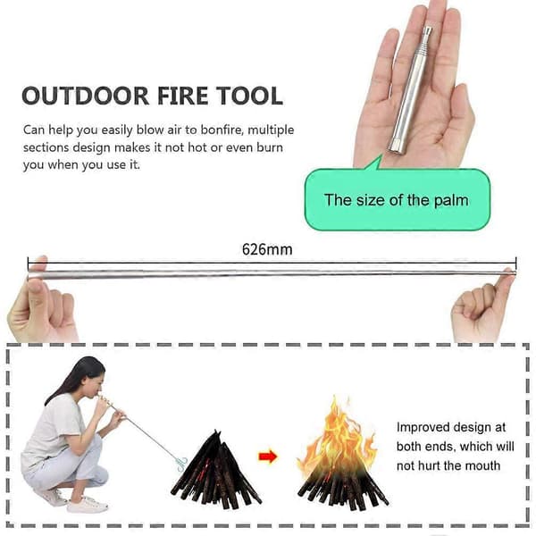 [RM]Fire Bellows Fire Bellows for Mouth Telescopic Blowpipe for Fire Camping Blowpipe for Fire Portable Fire Blower Pipe Campfire Tool