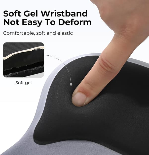 [RM] Ergonomisk musematte med gelhåndleddsstøtte, lindrer håndleddssmerter (blåsvart)
