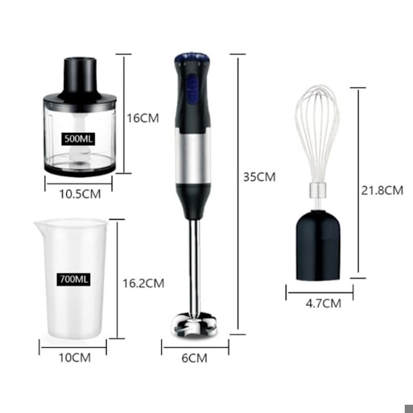 [RM]Hand Blender - Stainless Steel - 1000W - 5 Speeds - Boost Function - Blending
