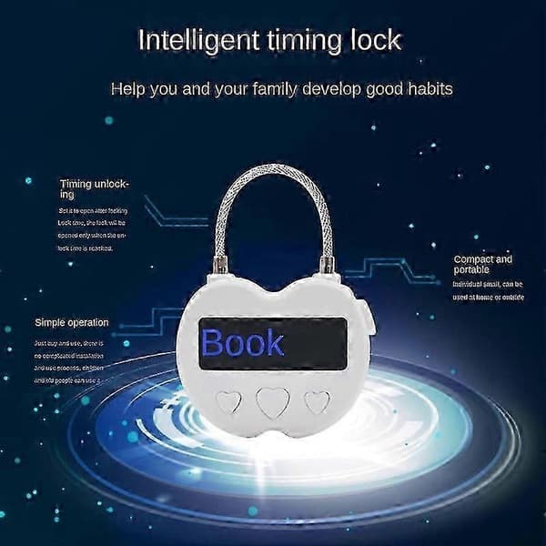 [RM]Smart Time Lock LCD-display Tidslås Multifunktionell Elektronisk Timer, Vattentät USB Uppladdningsbar Temporär Timer Hänglås