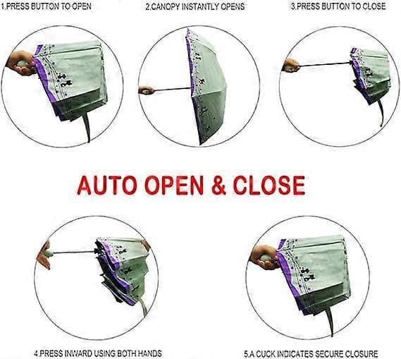 [RM]Windproof Compact Travel Folding Cute Cat Umbrella, Automatic Open Close Rain & Sun Lightweight, Green