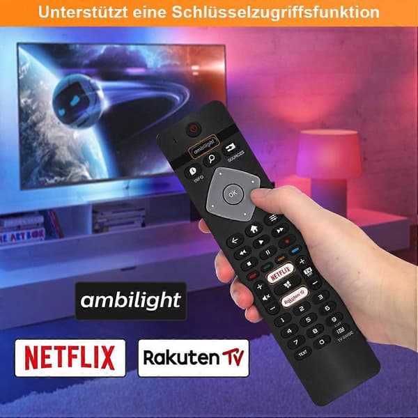 [RM]Remote Control Replacement for All Philips Ambilight 4K Smart LED TV 75PUS6754/12 65PUS6754/12 65PUS