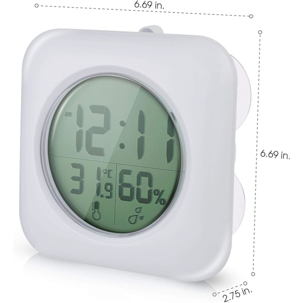[RM]Bathroom Clock Waterproof Shower Clock Digital Large Clock Wall Mounted, Suction Cups, Table Standing