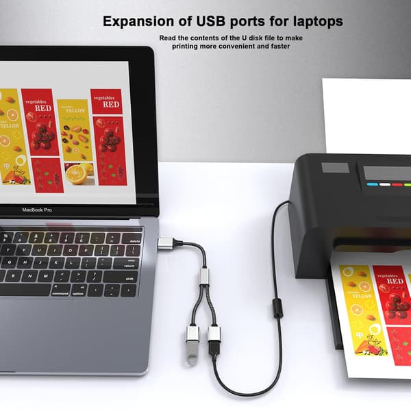 [RM]2025 Seneste Model USB A Splitter, USB A Han til 2 Hun USBA Y Splitter, USB Splitter 1 ind 2 ud Understøtter Opladning og Dataoverførsel til P