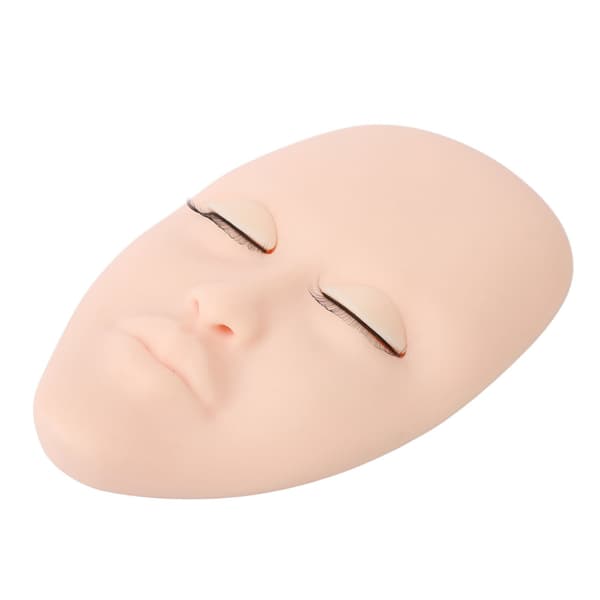 [RM] Eyelash Mannequin Eyelash Extension Practice Mannequin Head with 3 Pairs Replaceable Eyelids Single Layer Lashes Pink