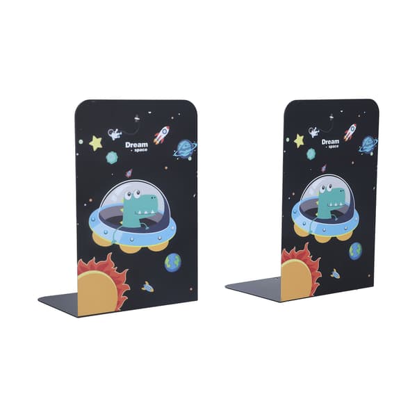 [RM] 2-pack Iron Bookends with Strong Load Capacity, Rust-Resistant Metal Bookends, Desktop Book Holders, Black