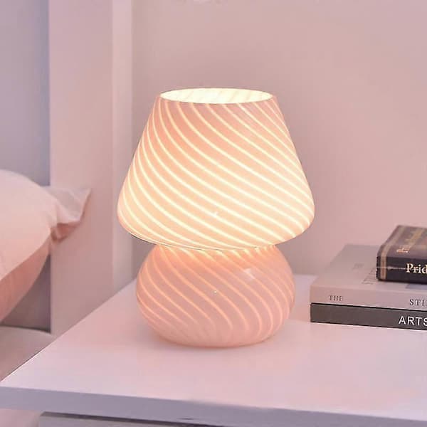 [RM]Creative Glass Table Lamp Mushroom Night Light Bedroom Simple Study Decorative Table Lamps c