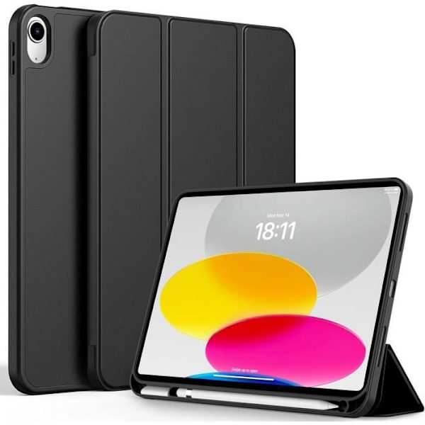Skyddsfodral Kompatibelt med iPad 11\" (A16) / iPad 10.9\" 10:e generationen - Stötsäkert skydd och stativ med Sleep/Wake-funktion Svart