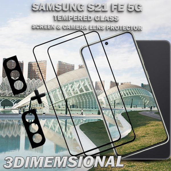 2-pack Samsung S21 FE (5G) Skärmskydd & 2-pack linsskydd - Härdat glas 9H - Superkvalitet 3D