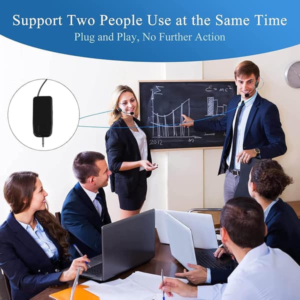 [RM]2025 Latest Model 2.4G Wireless Microphone System for Two People, 50m Long Range, Stable Transmission, Portable Headset Microphone for