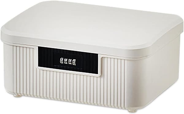 [RM]Lockable Storage Box, 2.3 Gallon Storage Box with Combination Lock, Heavy Duty Plastic Box, Useful as Item Organizer White)