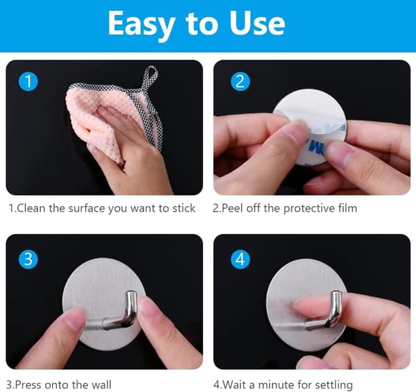[RM]Self-adhesive hook, stainless steel bathroom wall hook, 6 pieces