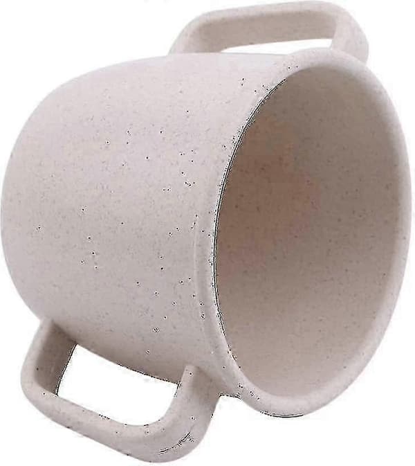 [RM]Mug with two handles, solid color drinking cup, milk coffee cup, home tableware, easy to use, 1 pc, Beige GCO
