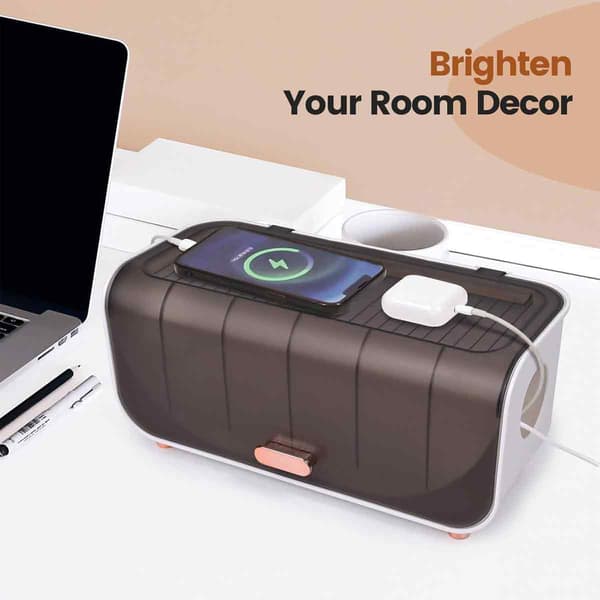 [RM] Elegant Cable Organizer for Home Office, Simple Design Cable Management Box with Hidden Storage Compartment and Cable Outlet Holes, Waterproof