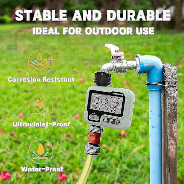 [RM]Water Timer Irrigation Timer Ipx5 Waterproof Manual Automatic Sprinkler with Large LCD Screen Easy Installation A3
