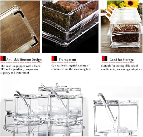 [RM]Spice Jar with 4 Spoons, Lid and Spoon, 4-pack