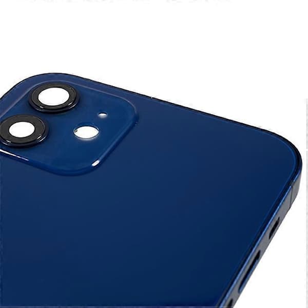 Kompatibel for iPhone 12 6.1 tommer Bak Batteri Hus Deksel+Midtre Plate Ramme+Sideknapper Erstatning, EU Versjon (med CE Logo Blue