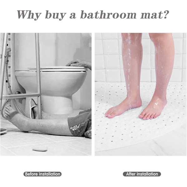 [RM]Non-slip Bathroom Mat Triangle Pattern Shower Mat with Suction Cups Q