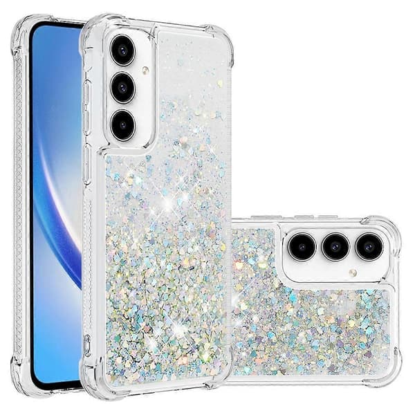 [RM]For Samsung Galaxy A56 5G TPU Case Glitter Quicksand Shockproof Phone Case Silver Silver Hearts