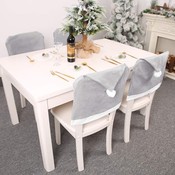[RM] 4-pack Grey Santa Claus Chair Back Covers for Dining Chairs