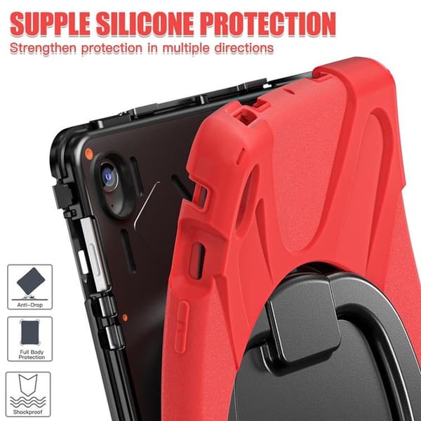 [RM]Mobilskal til Galaxy Tab S10 FE Plus Kickstand Handle Grip - Rød Röd 661
