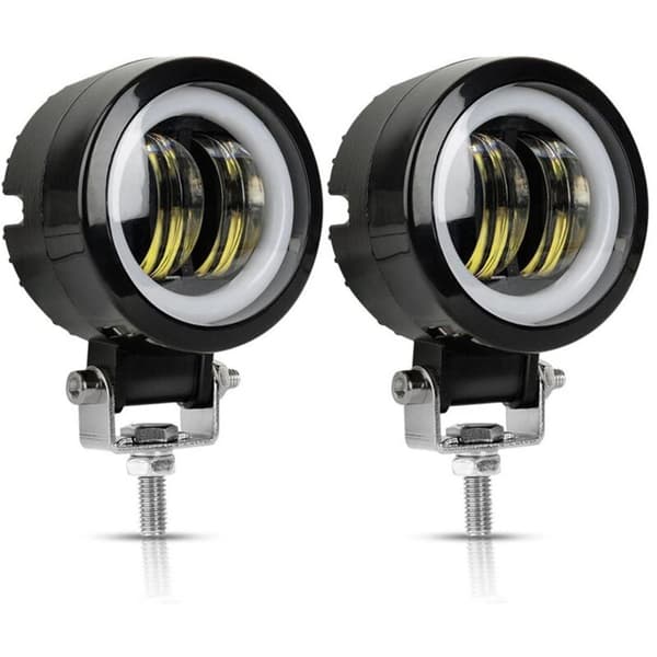 [RM] 2 pcs Motorcycle LED Work Light LED Headlight 20W Fog Light with Aperture Car LED Angel Eye Headlight