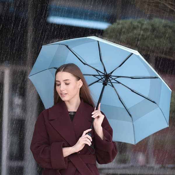 [RM]Windproof Travel Umbrella - Easy Automatic Open and Close, Durable Compact Umbrella, Strong Fiberglass Frame, Waterproof Canopy Slate Blue Slate Blue