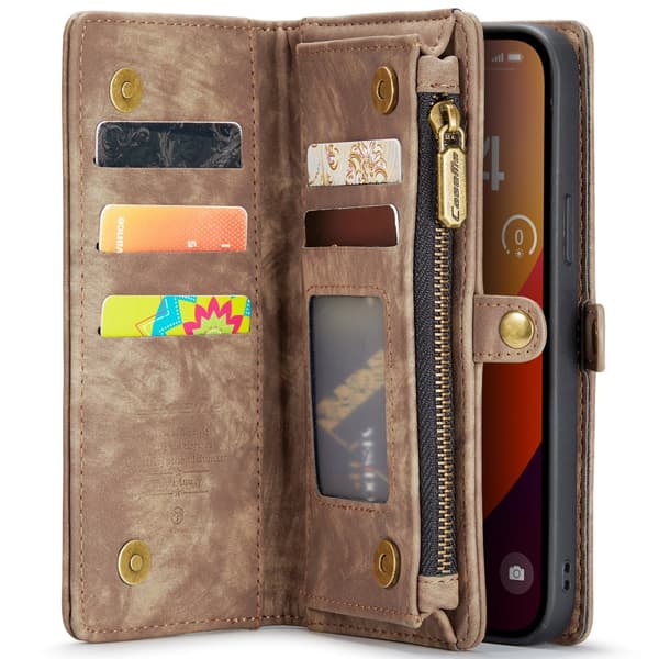 [RM]CaseMe Multi-Slot 2-i-1 Plånboksfodral iPhone 16 Pro Brun