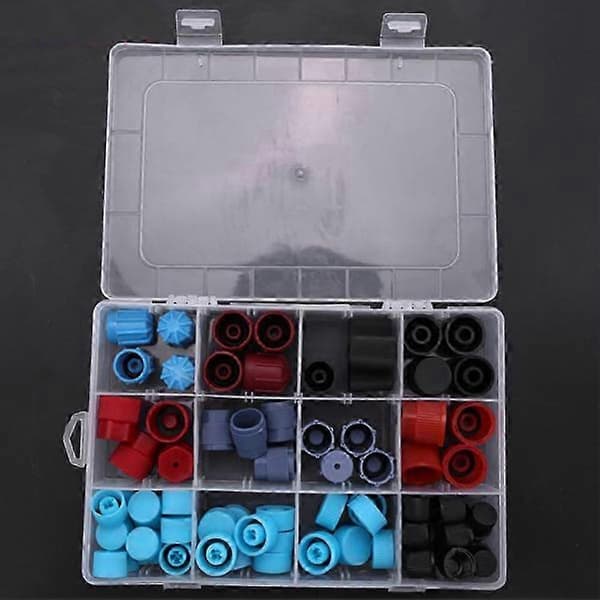 [RM]Car AC R134A 77 pcs AC A/C System Valve Core Dust Cap Set Air Seal