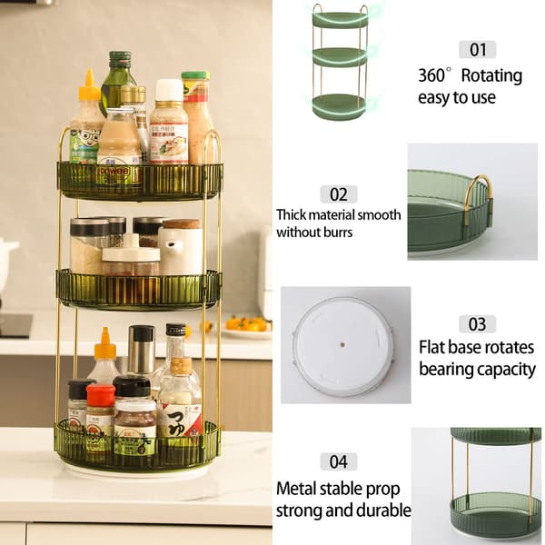 [RM]Makeup Organizer - 2 or 3 Drawers Makeup Storage 360° Rotating Makeup Stand Organizer Makeup Tools Green green 3 våningar