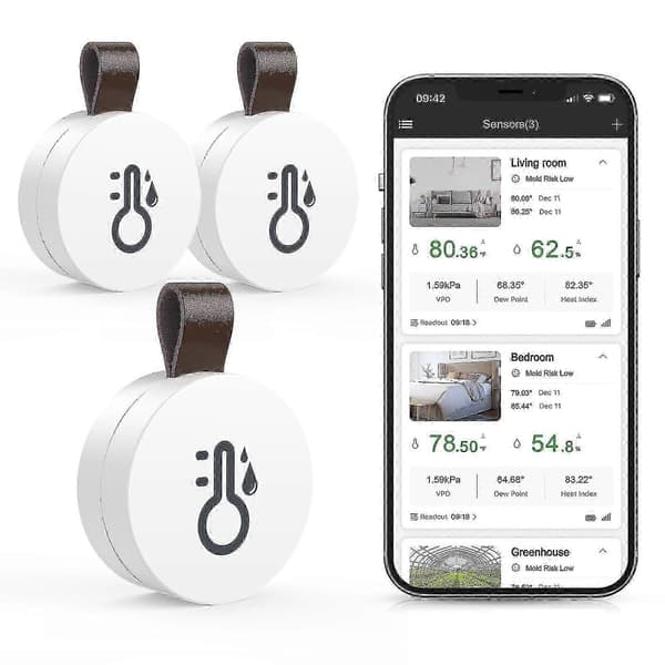 [RM] Bluetooth thermometer hygrometer, wireless thermo-hygrometer mini, with smart sensor app, data logger and export data for bedroom, baby room, wine cellar 1 pc