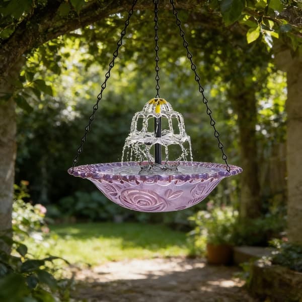 [RM]Solar Powered Bird Bath Fountain with Cascade Waterfall Effect for Garden Decoration Blue 0.66