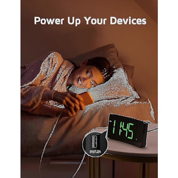 [RM]Projection Alarm Clock, Digital Clock with 180° Rotatable Projector, 3-Level Light Dimmer [HK] S-Green S-green Digit