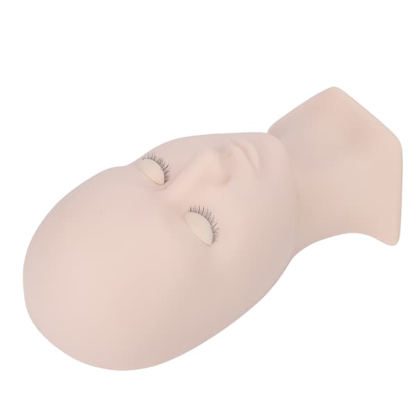 [RM]Silicone Makeup Massage Acupuncture Practice Head Model with Replaceable Eyelashes and Eyes Pink Eyelid