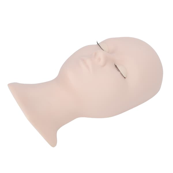 [RM]Silicone Makeup Massage Acupuncture Practice Head Model with Replaceable Eyelashes and Eyes Pink Eyelid