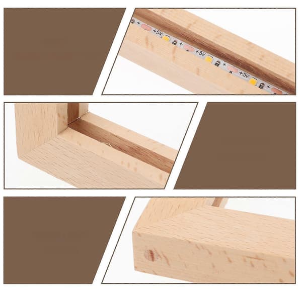 [RM]LED-lys Fotoramme Chic Design Træ Billedholder 23X17CM Rektangulær LED-belysning 1Sæt
