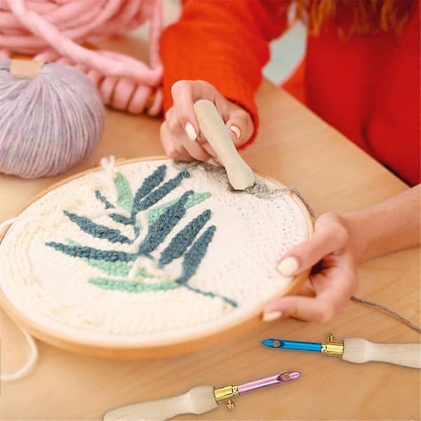 [RM]35 Pcs Punch Needle Kit, Adjustable Punch Needle Embroidery Kit, Sewing Art Needle Tool for Beginners