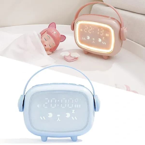 [RM]/EA/Cute Night Light Alarm Clock with Timer Countdown Alarm Clock LED Smart Kids Alarm Clock Night Light (Blue)