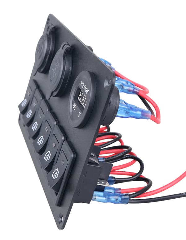 [RM] Bil LED-lysbryterpanel med doble USB-porter og spenningsmåler 338