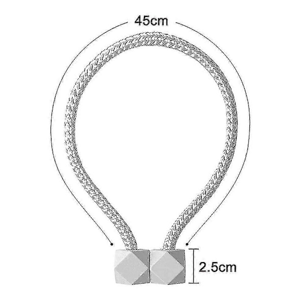 [RM](Grey) 2 Pcs Magnetic Curtain Tiebacks, Flexible Drape Tiebacks, Decorative Drape Tieback Holders For Window Drapes, No Tools Required