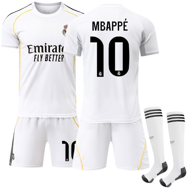 2025-2026 Real Madrid Hemma Barn Vuxen Fotbollströja Nr. 10 Mbappe No. 10 Mbappe 22